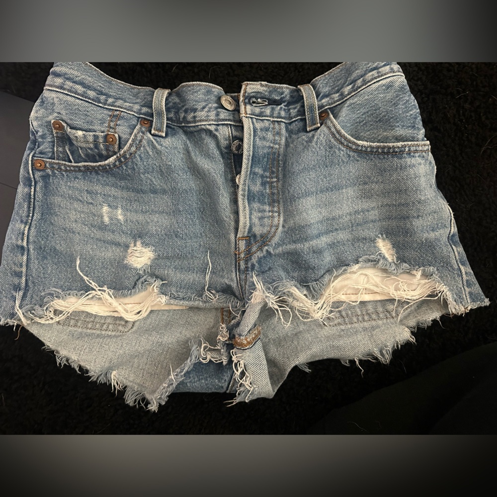 Levi's Blue Distressed Jean Shorts